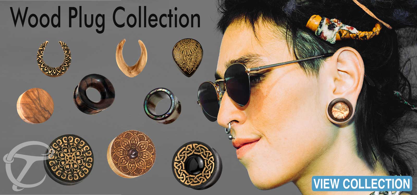 stone piercing, brass and stone earweights, stone 