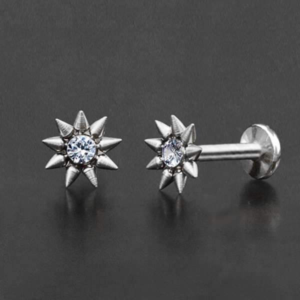 steampunk jewelry,steel labret,crystal labret,steel piercing jewelry