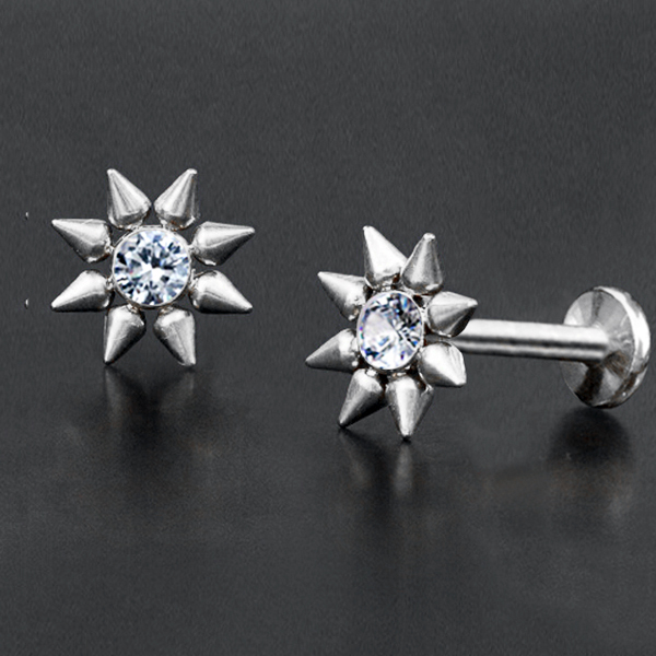 steampunk jewelry,steel labret,crystal labret,steel piercing jewelry