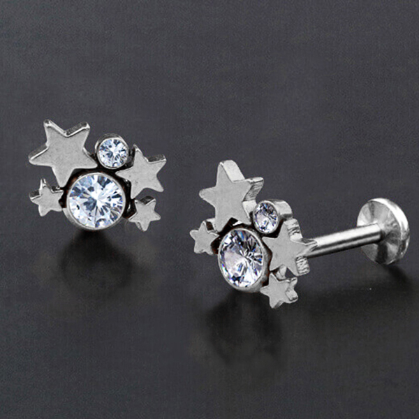 steel piercing labret,piercing cluster,steel piercing jewelry