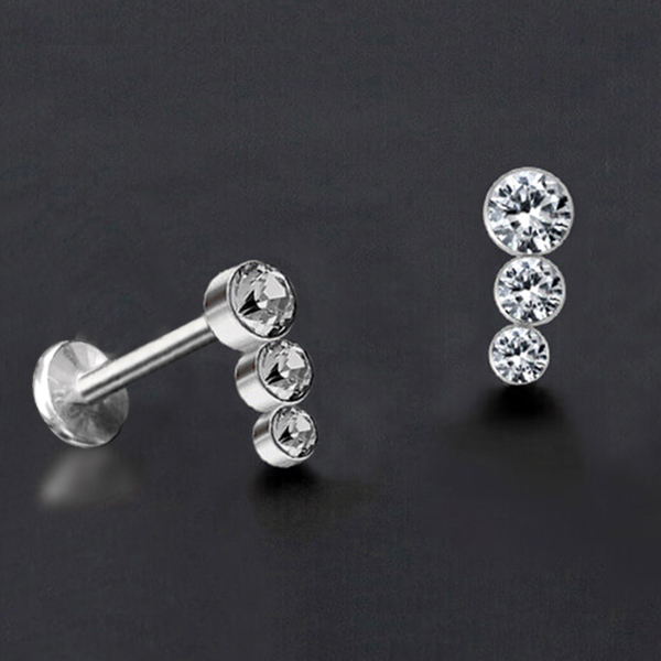 crystal piercing labret,labrets,helix piercing,flat piercing,lip piercing