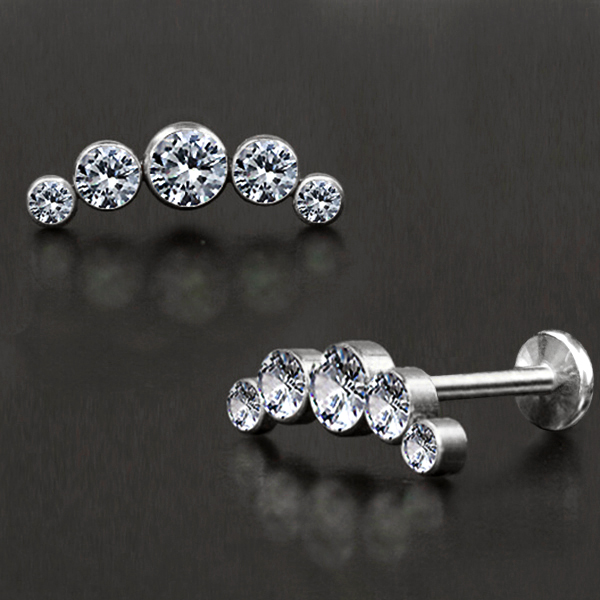 crystal steel labret,flat piercing,helix piercing,cluster piercing,steel body jewelry