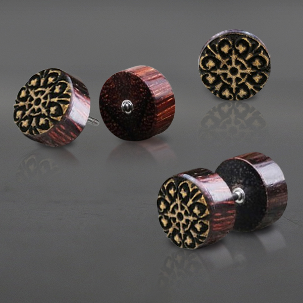 fake plug piercing,organic piercing,wooden ear-plug,fake piercing