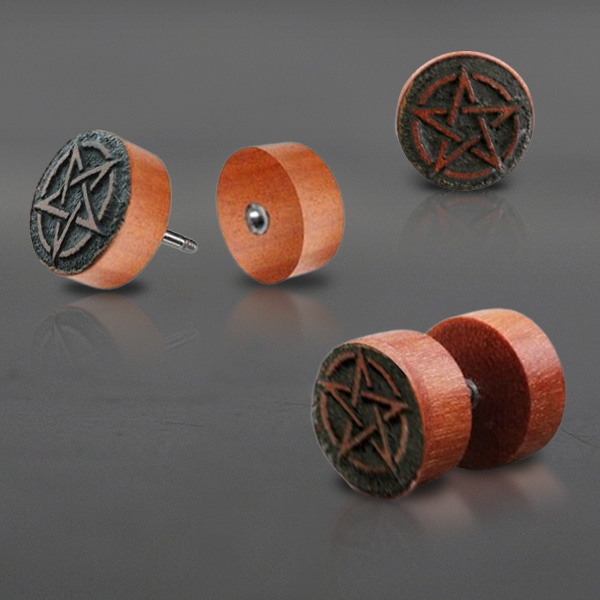 pentagram piercing jewelry,fake piercing plug,organic jewelry