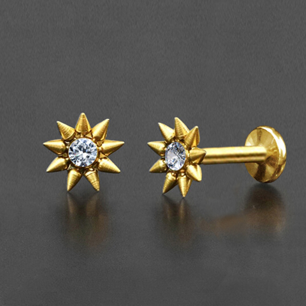 steampunk jewelry,steel labret,crystal labret,steel piercing jewelry