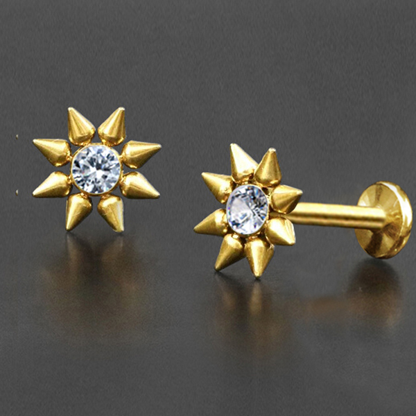 steampunk jewelry,steel labret,crystal labret,gothic jewelry,steel piercing jewelry