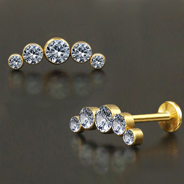 crystal steel labret,flat piercing,helix piercing,cluster piercing,steel body jewelry