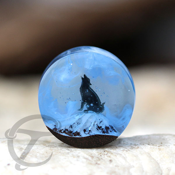 epoxy piercing plug,wooden ear plug,epoxy wood jewelry,resin piercing earplug