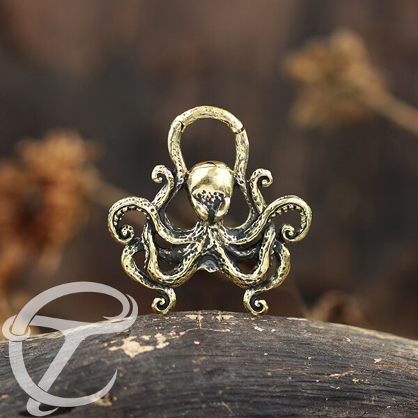 brass piercing clicker,gauged piercing,brass body jewelry,tribal jewelry,brass earrings