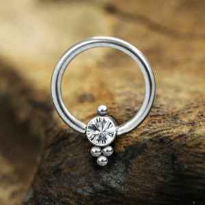 Steel Piercing Ball Closure Rings (BCR) 2 XR 300X CZ