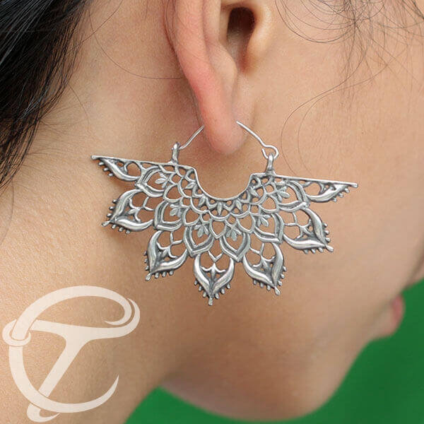 white brass earring,white brass jewelry,tribal earring,brass earring,wholesale brass jewelry