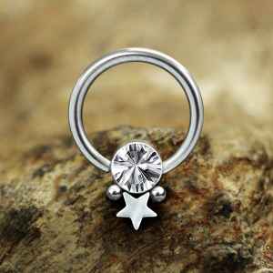 Steel Piercing Ball Closure Rings (BCR) 2 XR 305X CZ