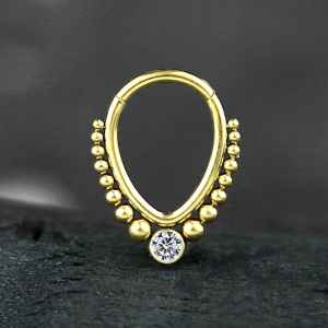 Steel Piercing Hinged Segment Rings XH 153G CZ