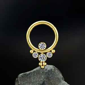 Steel Piercing Hinged Segment Rings XH 154G CZ