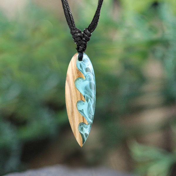 wooden epoxy pendant,surf jewelry,resin jewelry,wood pendant,surf necklace,epoxy jewelry