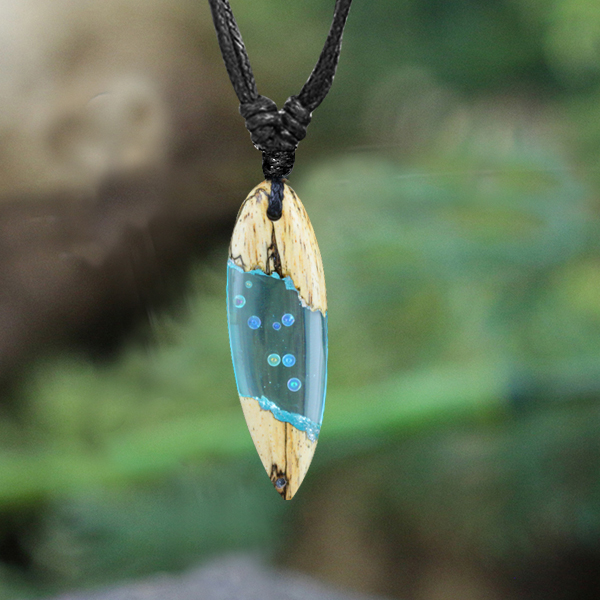surf necklace,wooden resin pendant,surf jewelry,epoxy wood necklace