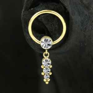Steel Piercing Ball Closure Rings (BCR) 2 XR 314G CZ