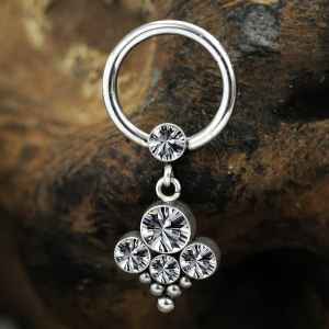 Steel Piercing Ball Closure Rings (BCR) 2 XR 315X CZ