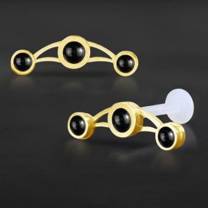 Threadless Piercing PTFE Steel Labrets NTL 069G BK