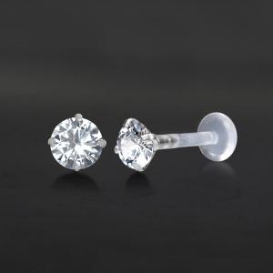 Threadless Piercing PTFE Steel Labrets NTL 002X CZ