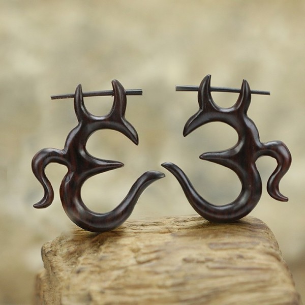 tribal,wood,earring,fake,piercing,wood,cheaters,fake,plugs