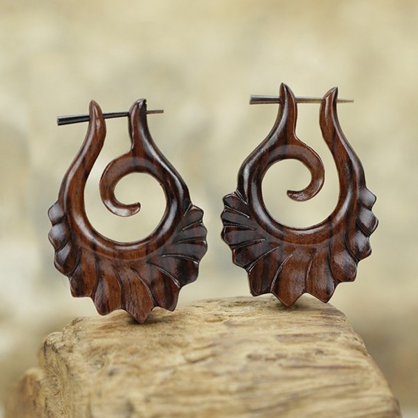 tribal,wood,earring,fake,piercing,wood,cheaters,fake,plugs