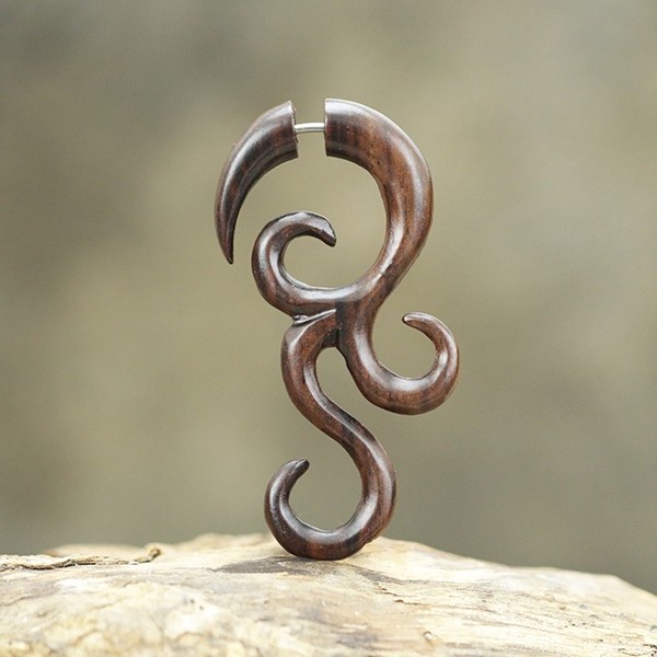 fake,piercing,cheaters,20,guage,wood,fake,piercing,wooden,fake,plugs