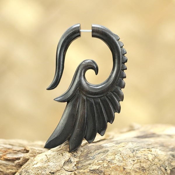 tribal,fake.piercing,wooden,fake,piercing,ear,cheaters