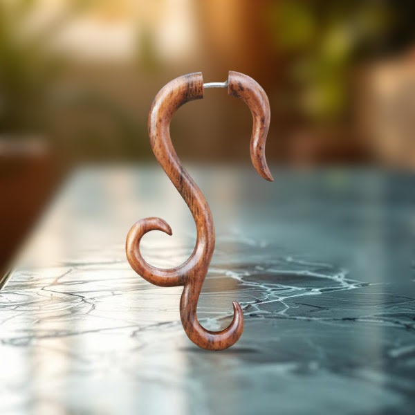 fake,piercing,cheaters,20,guage,wood,fake,piercing,wooden,fake,plugs