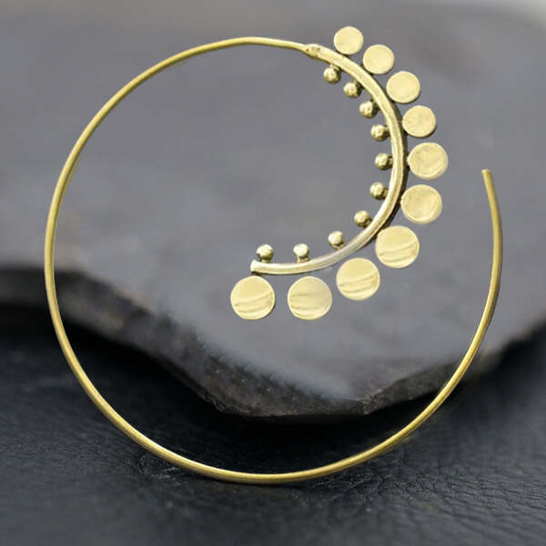 ethnic,brass,spiral,earring,organic,jewelry,wholesale,bangkok