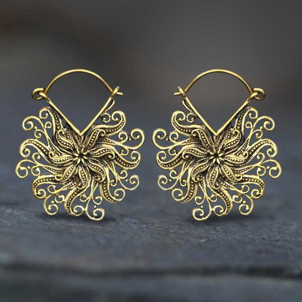 tribal,brass,earring