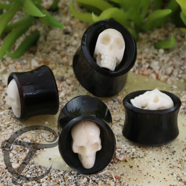 skull piercing , skull , horn piercing , skull plug ,