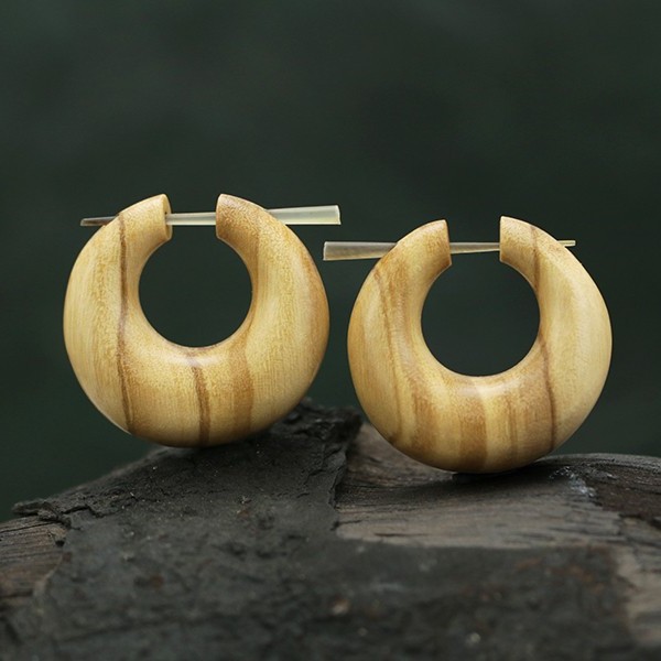 wood,pin,earring,tribal,body,jewelry