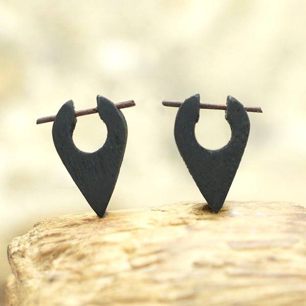 Pin earring , stick earring , wood earring