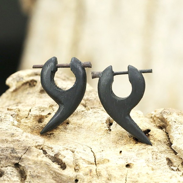 Pin earring , stick earring , wood earring