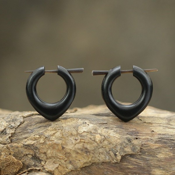 Pin earring , stick earring , wood earring