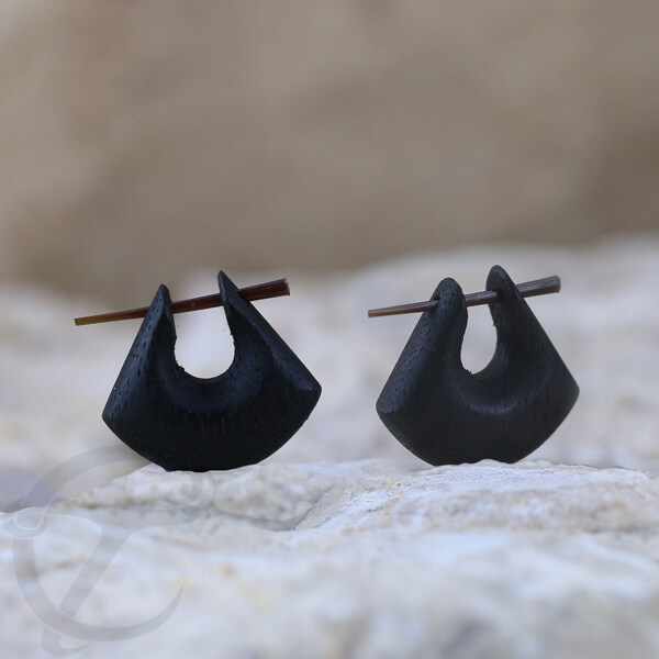 Pin earring , stick earring , wood earring