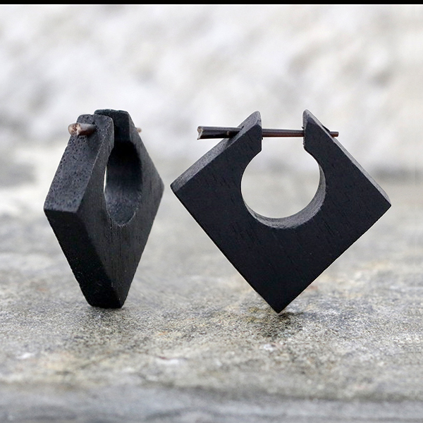 Pin earring , stick earring , wood earring