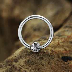 Steel Piercing Ball Closure Rings (BCR) 2 XR 003X CZ