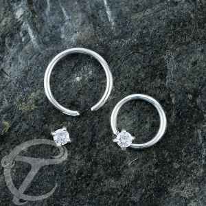 Steel Piercing Ball Closure Rings (BCR) 2 XR 004X CZ