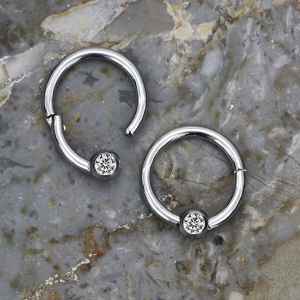 Steel Piercing Hinged Segment Rings XH 003X CZ