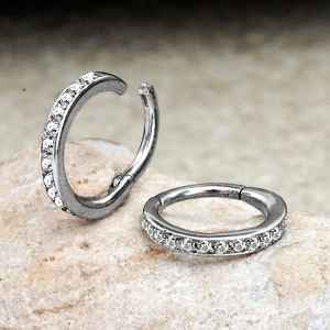 Steel Piercing Hinged Segment Rings XH 004X CZ