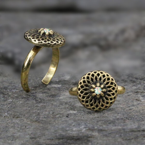 brass toe ring,brass body jewelry, tribal brass jewelry,flower of life toe ring