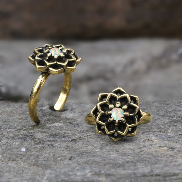 brass toe ring,brass body jewelry, tribal brass jewelry,flower of life toe ring