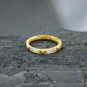 Steel Piercing Hinged Segment Rings XH 030G CZ