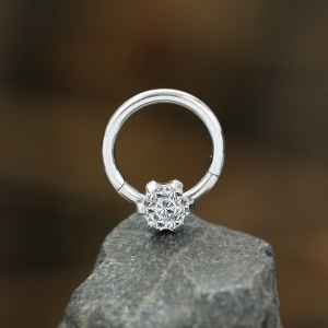 Steel Piercing Hinged Segment Rings XH 033X CZ