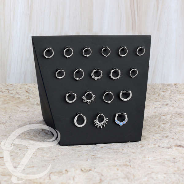 body piercing jewelry,piercing jewelry display,circular piercing bars,segment rings