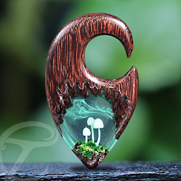 Epoxy ear weight,wood piercing,epoxy wood piercing
