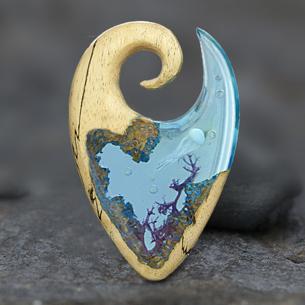 wood piercing expander,Epoxy ear weight,epoxy body jewelry