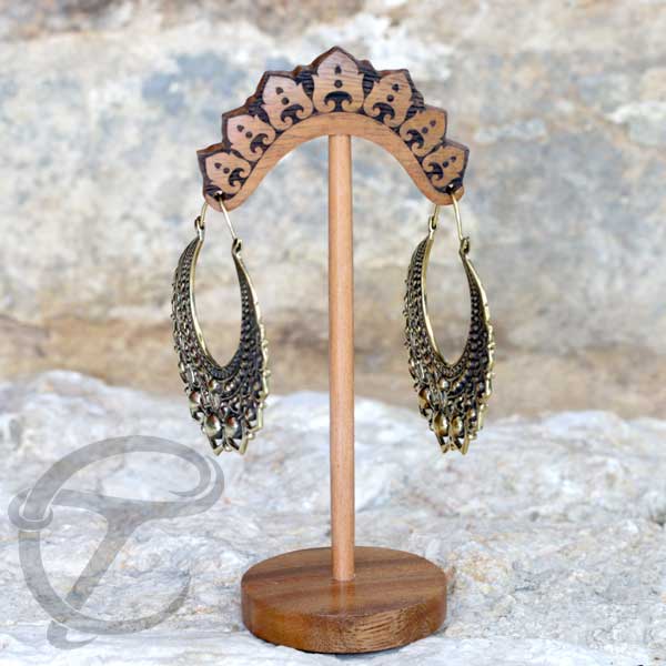 body piercing display, earrings, tribal piercing